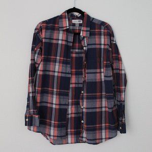 Boyfriend Orange/ Blue Plaid Long Sleeve
